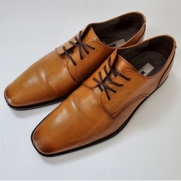 Joseph Abboud plain toe tan leather oxfords main image 5